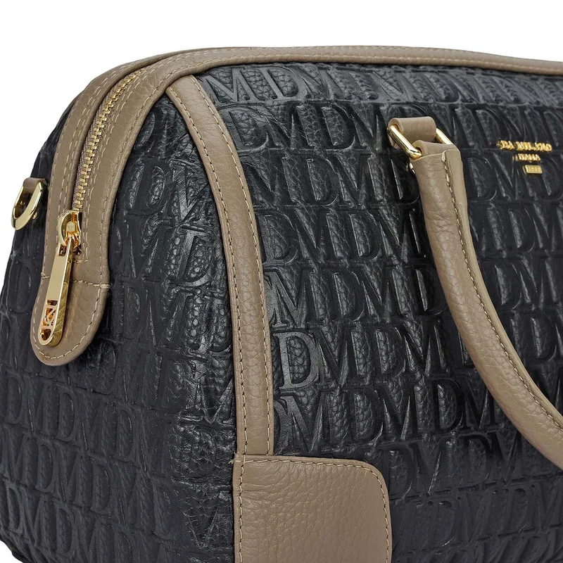 Da Milano Black Medium Monogram Leather Bowler - Black for Women | Best Price UAE